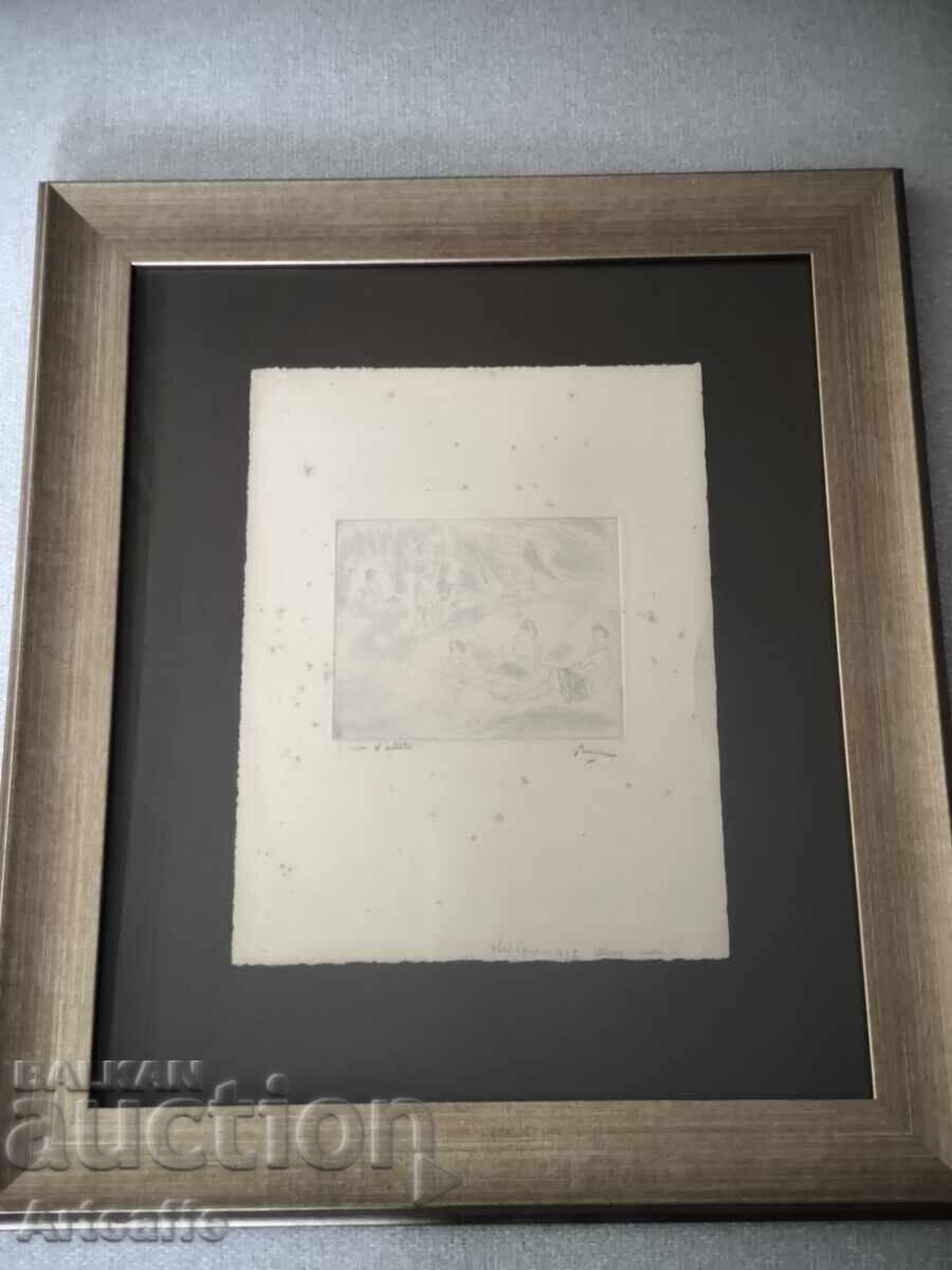 Zhul Paskin - gravură originală, gravură fidelă, 1929