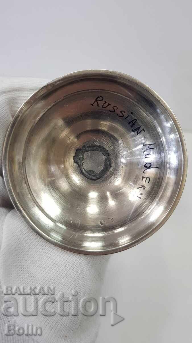 Топ колекционна сребърна руска царска чаша за вино 84 пр 19в - 6