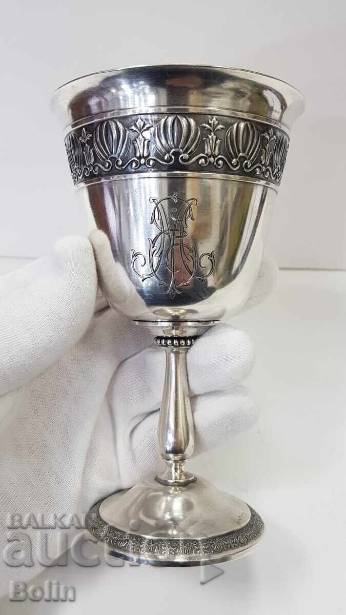 Топ колекционна сребърна руска царска чаша за вино 84 пр 19в