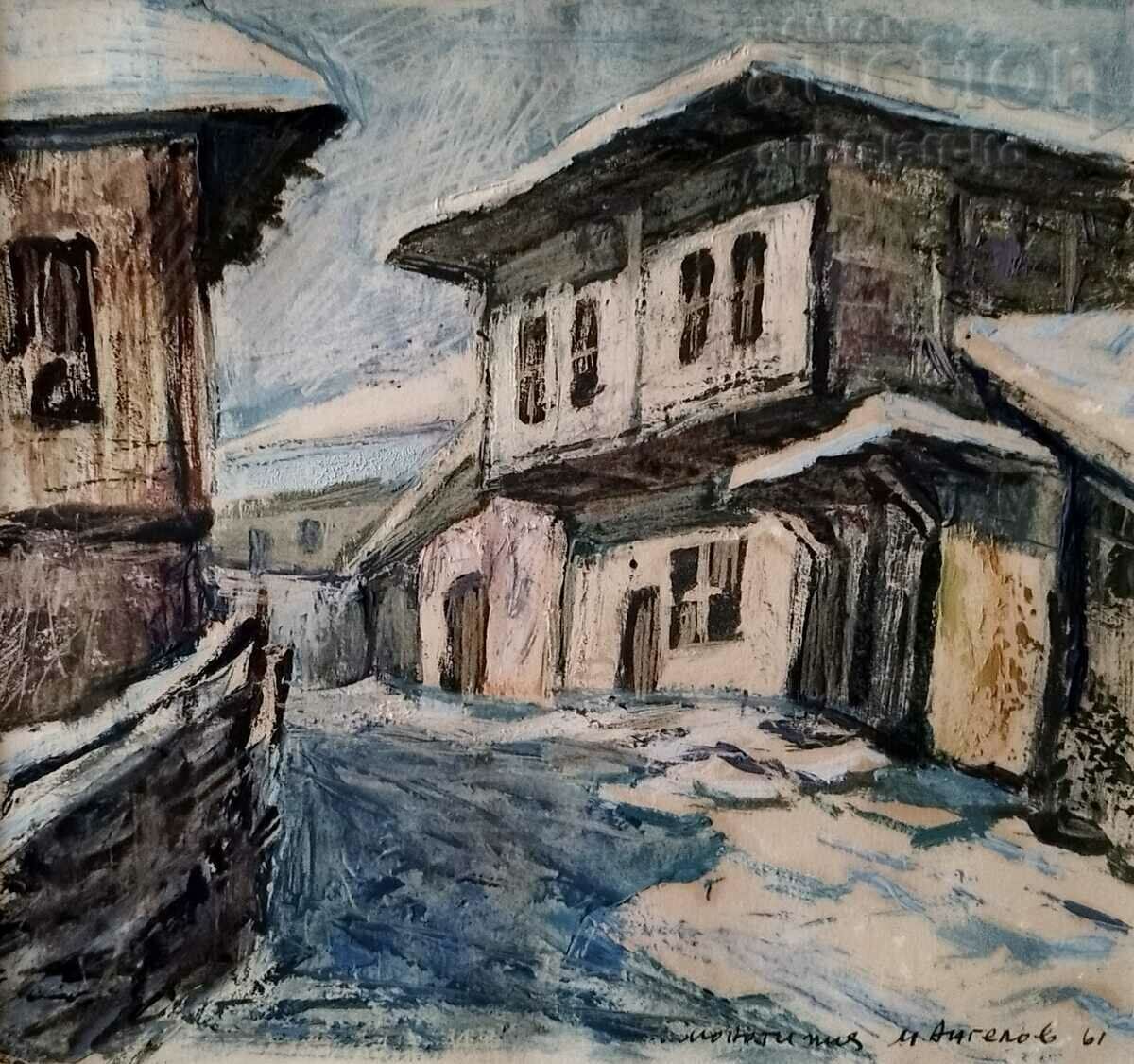 Εικόνα "Από το χωριό Zheravna", τέχνη. Mikhail Angelov, 1961 με τιμή 250.00 BGN | € 127.82