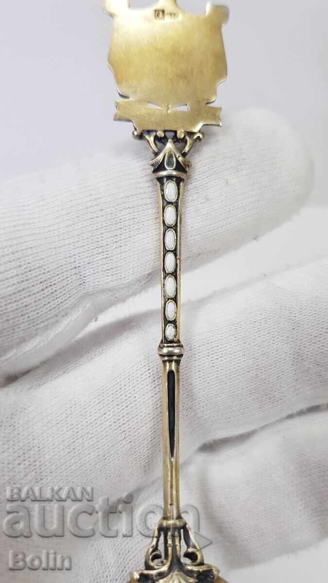 Μοναδικά όμορφη ασημένια κουταλάκι ζωγραφισμένου σμάλτου, τέλη 19ου αιώνα - 6 Μοναδικά όμορφη ασημένια κουταλάκι ζωγραφισμένου σμάλτου, τέλη 19ου αιώνα - 6