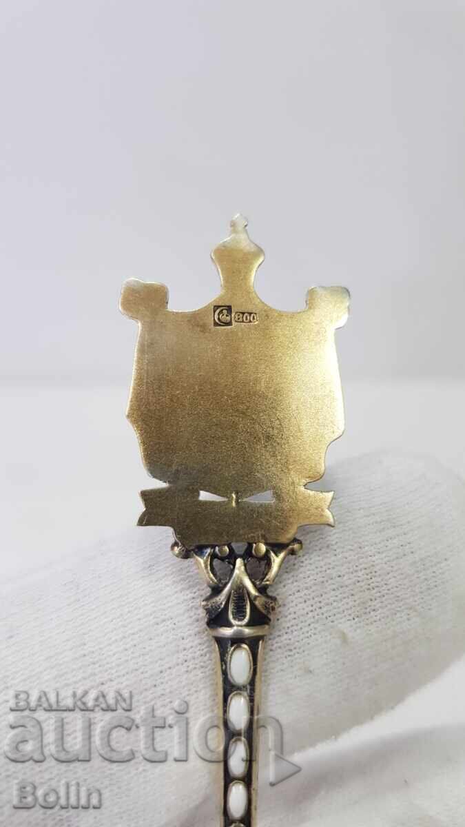 Μοναδικά όμορφη ασημένια κουταλάκι ζωγραφισμένου σμάλτου, τέλη 19ου αιώνα - 7