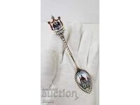 Linguriță de argint unică, superbă, cu email pictat, sf. sec. XIX