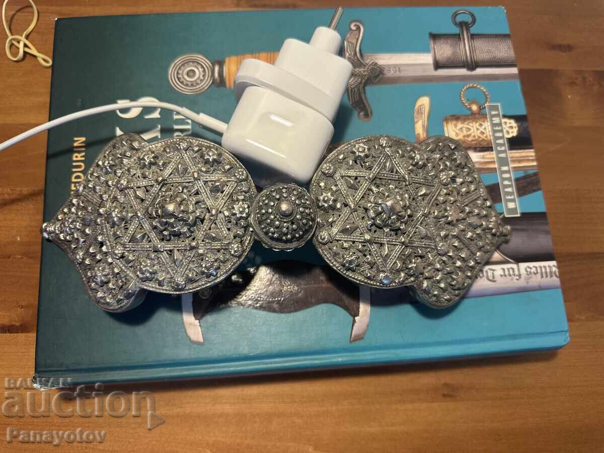 ГОЛЯМА СРЕБЪРНА ПАФТА ФИЛИГРАН 308 ГР. 28 СМ ОРИГИНАЛ