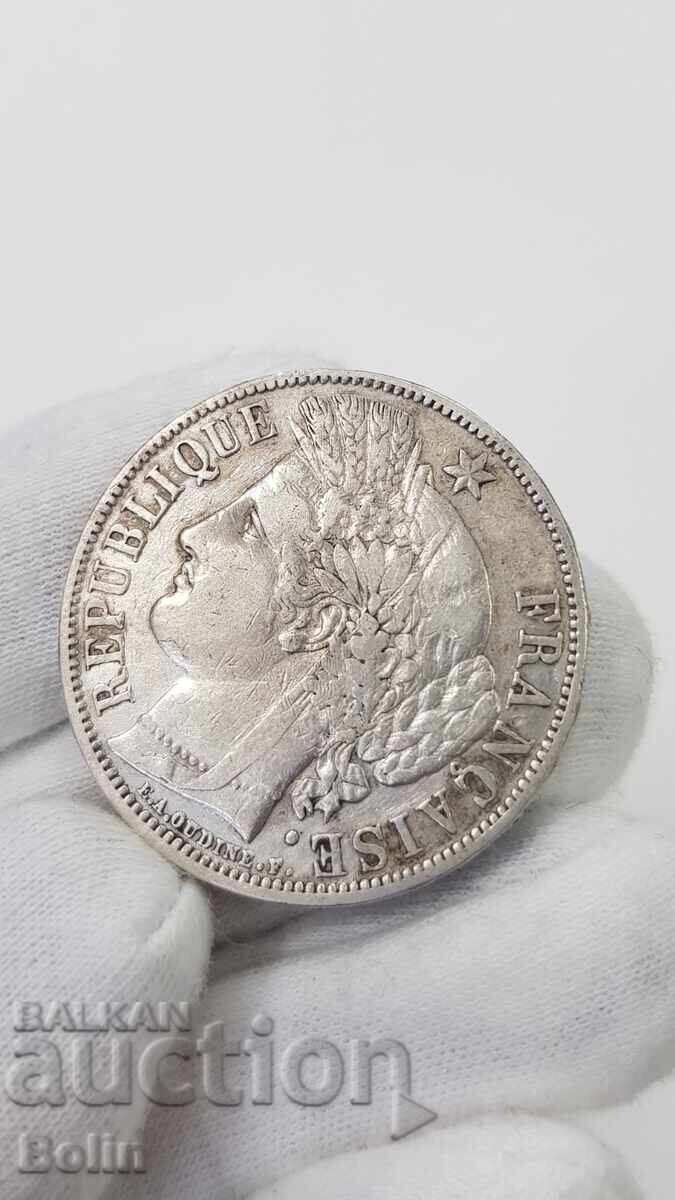 Licitație Monedă rară de argint 5 franci 1870 Ceres Franța Licitație Monedă rară de argint 5 franci 1870 Ceres Franța