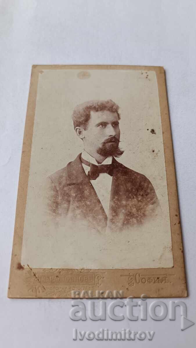 Photo Young man with mustache Cardboard Photo Young man with mustache Cardboard