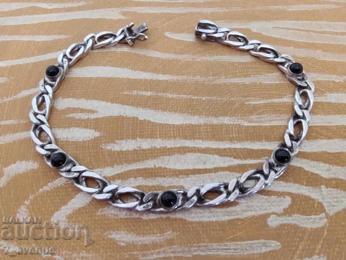 Silver bracelet with natural Onyx stone 16.04.2025