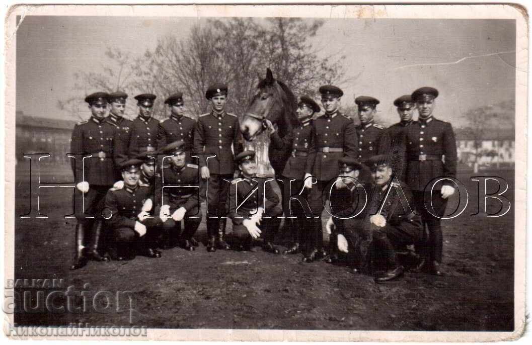 1950 МАЛКА СТАРА СНИМКА ВОЙНИЦИ ПАРАДНА УНИФОРМА + КОН Д721