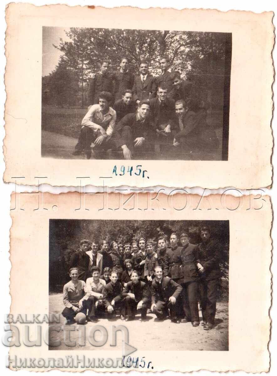 1945 2 SMALL OLD PHOTOS GYMNASIUM STUDENTS D738