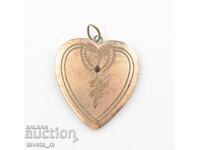 Antique heart pendant for cord, gold plated