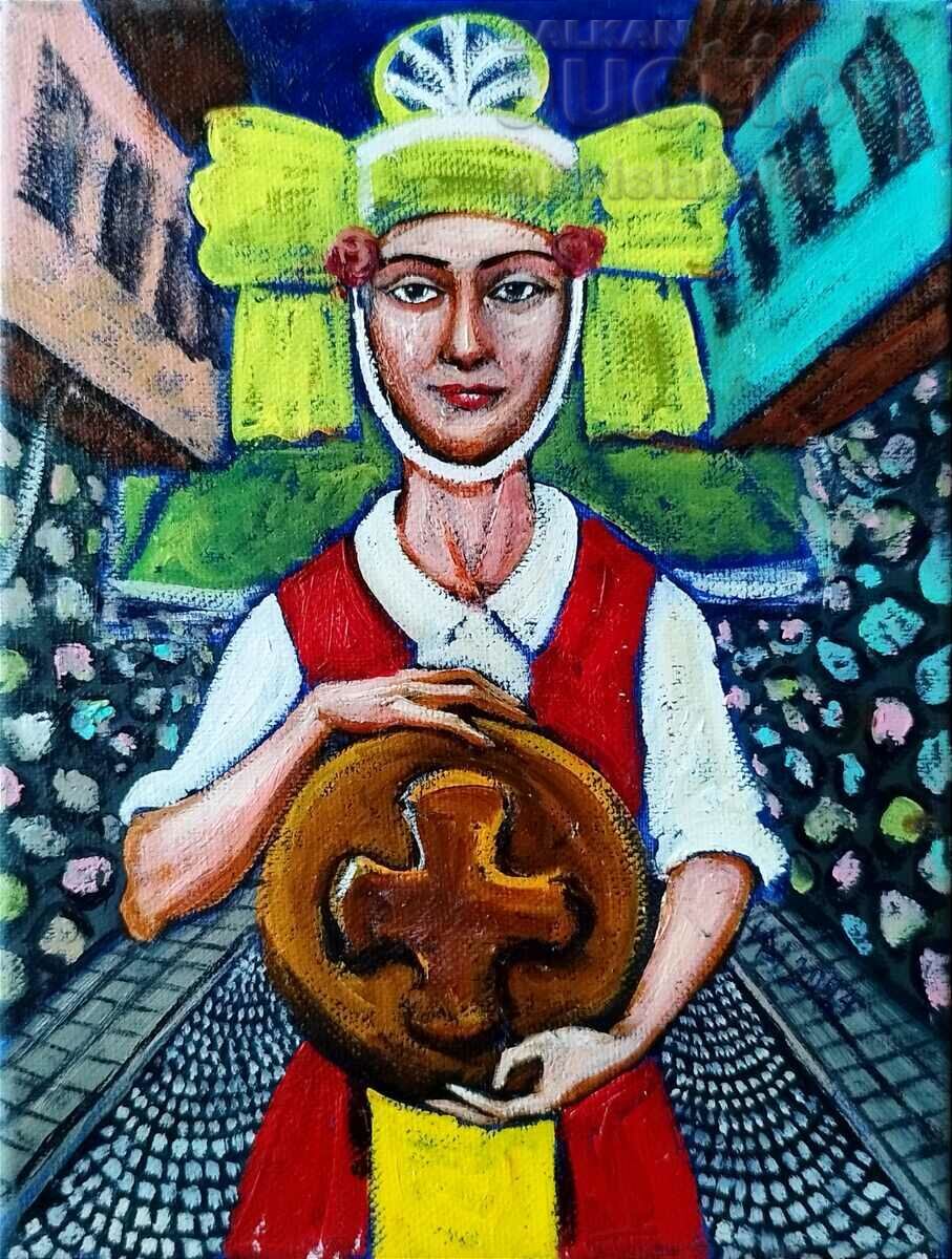 Картина "Момиче с боговица", худ. Ивайло Димитров