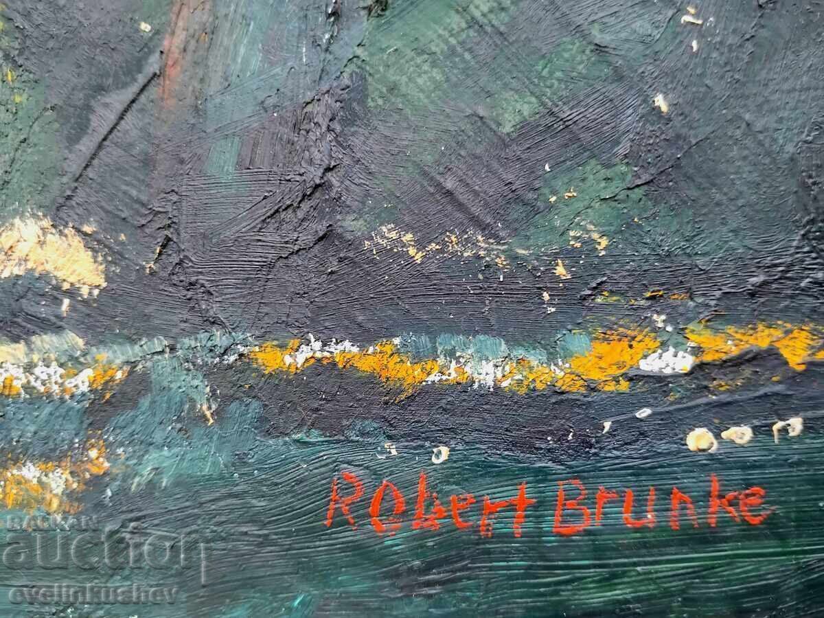 Μεγάλος ελαιογραφικός πίνακας 100 x 65 / 116 x 81 του Robert Brunke - 5