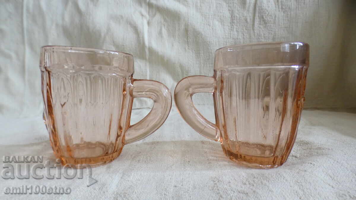 Δημοπρασία Ποτήρια από χοντρό χρωματιστό γυαλί με εικόνα Ελαφιού