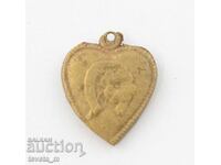 Αρχαίο χάλκινο μενταγιόν καρδιά για κορδόνι Βασίλειο της Βουλγαρίας
