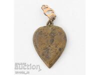 Medalion vechi din bronz în formă de inimă pentru cordon Regatul Bulgariei