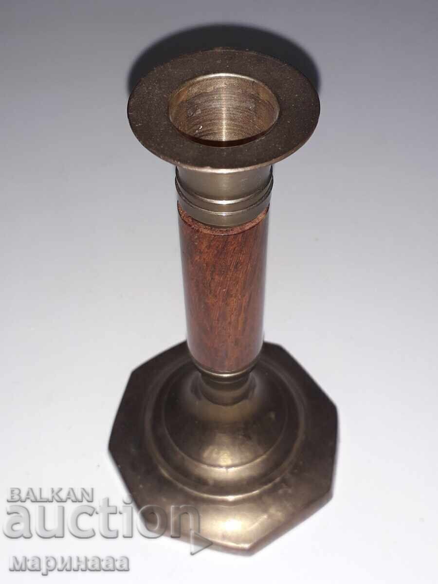 CANDLESTICK. BRASS, WALNUT with price 6.00 BGN | € 3.07