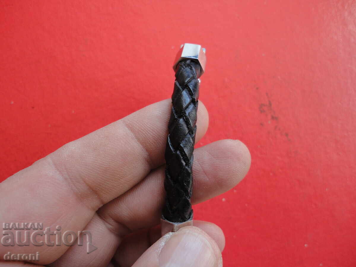 Brățară superbă din piele și oțel - 5