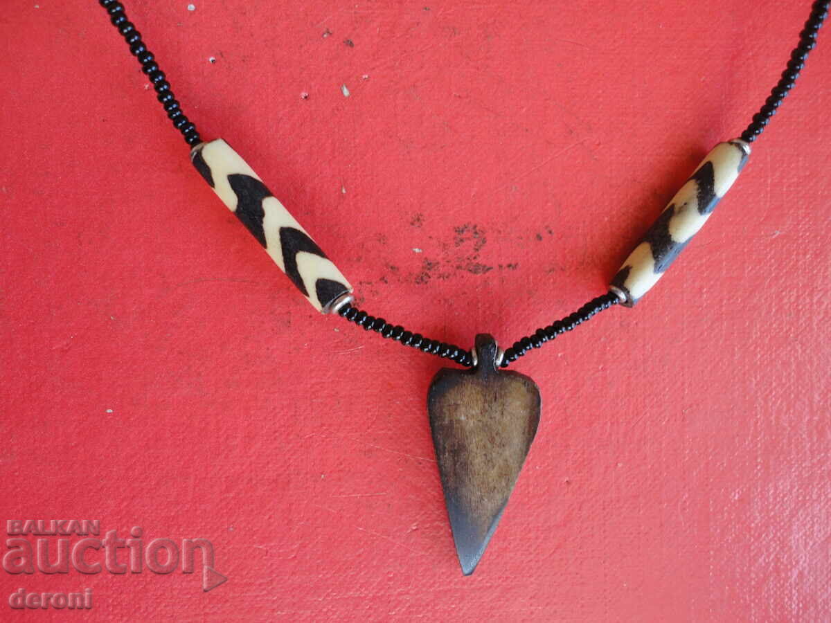 Колие гердан от рог и мъниста - 5