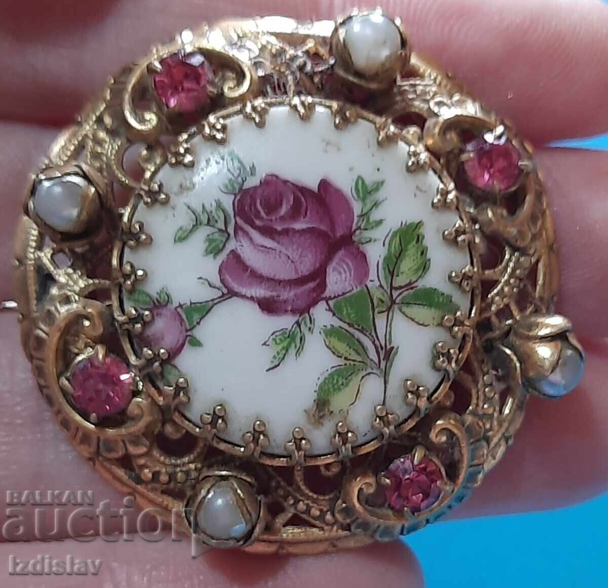 Old brooch with porcelain Old brooch with porcelain