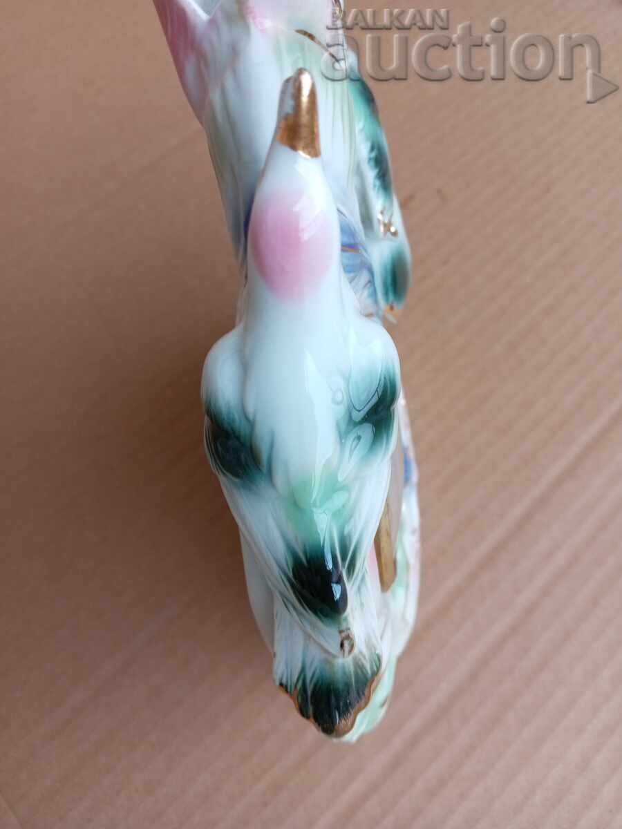 Păsări de porțelan cu vază și ceas retro vintage - 7