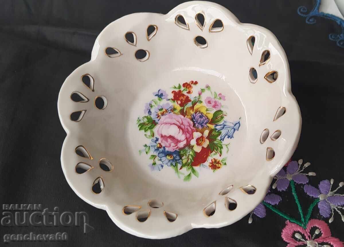 Bol pentru nuci, decorație florală, margine ajurată - 7