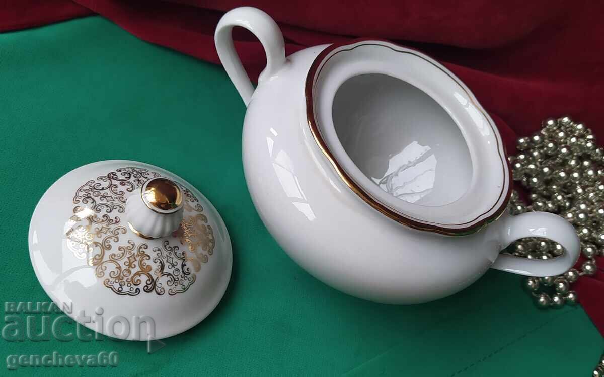 Livrarea Zaharniță fildeș, decor auriu, porțelan Bavaria