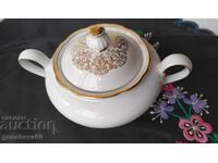 Zaharniță fildeș, decor auriu, porțelan Bavaria