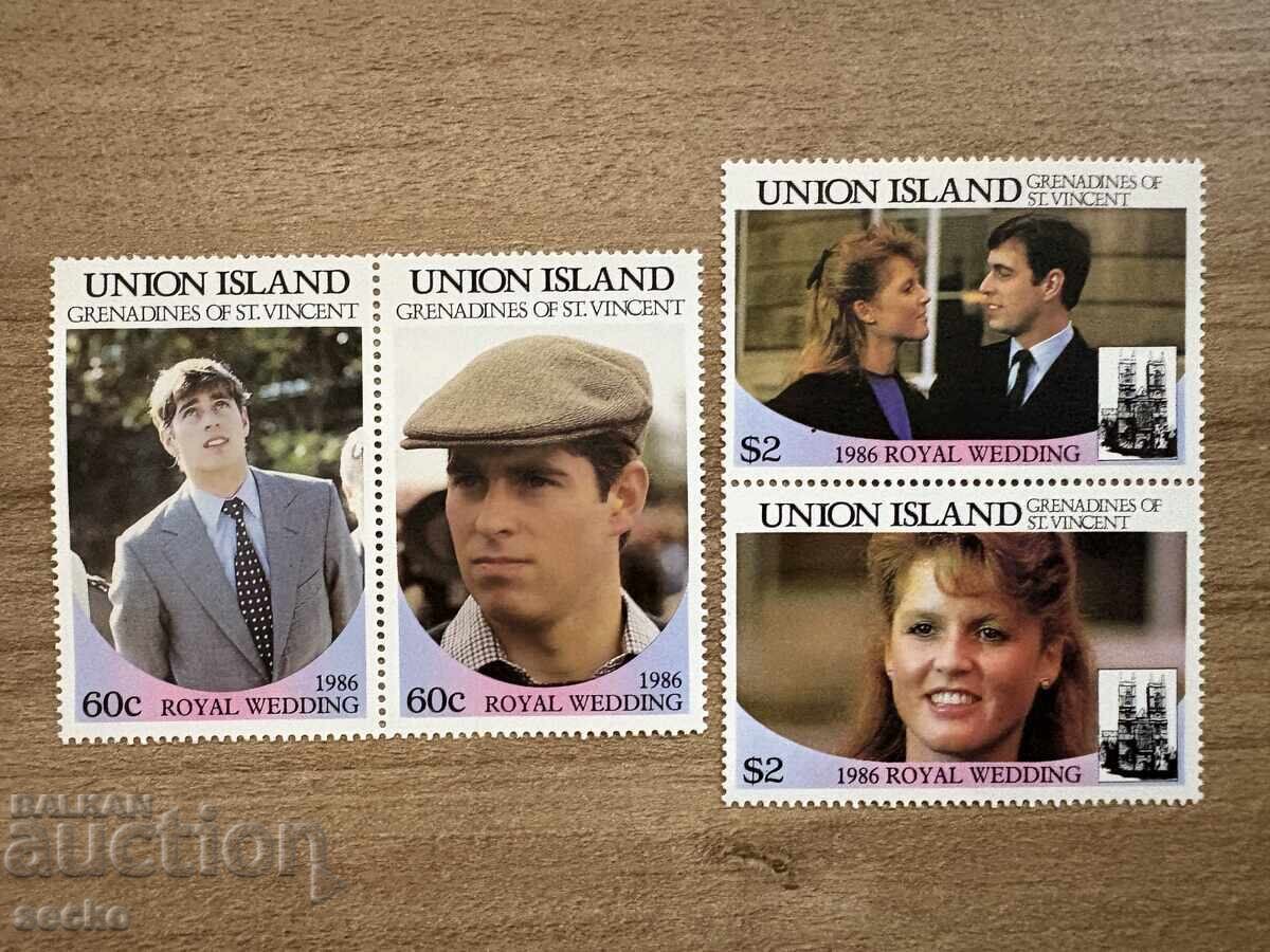 о-в Юниън - Кралска сватба (1986) MNH