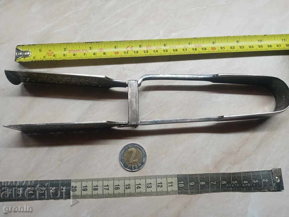 Old asparagus tongs from 1890, silver-plated, markings with price € 30.68 | 60.00 BGN