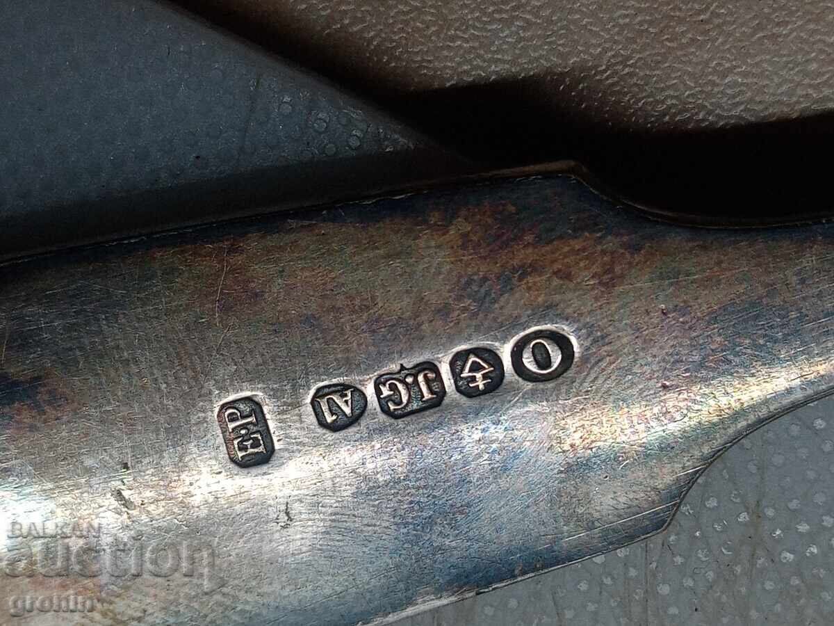 Auction  Old asparagus tongs from 1890, silver-plated, markings