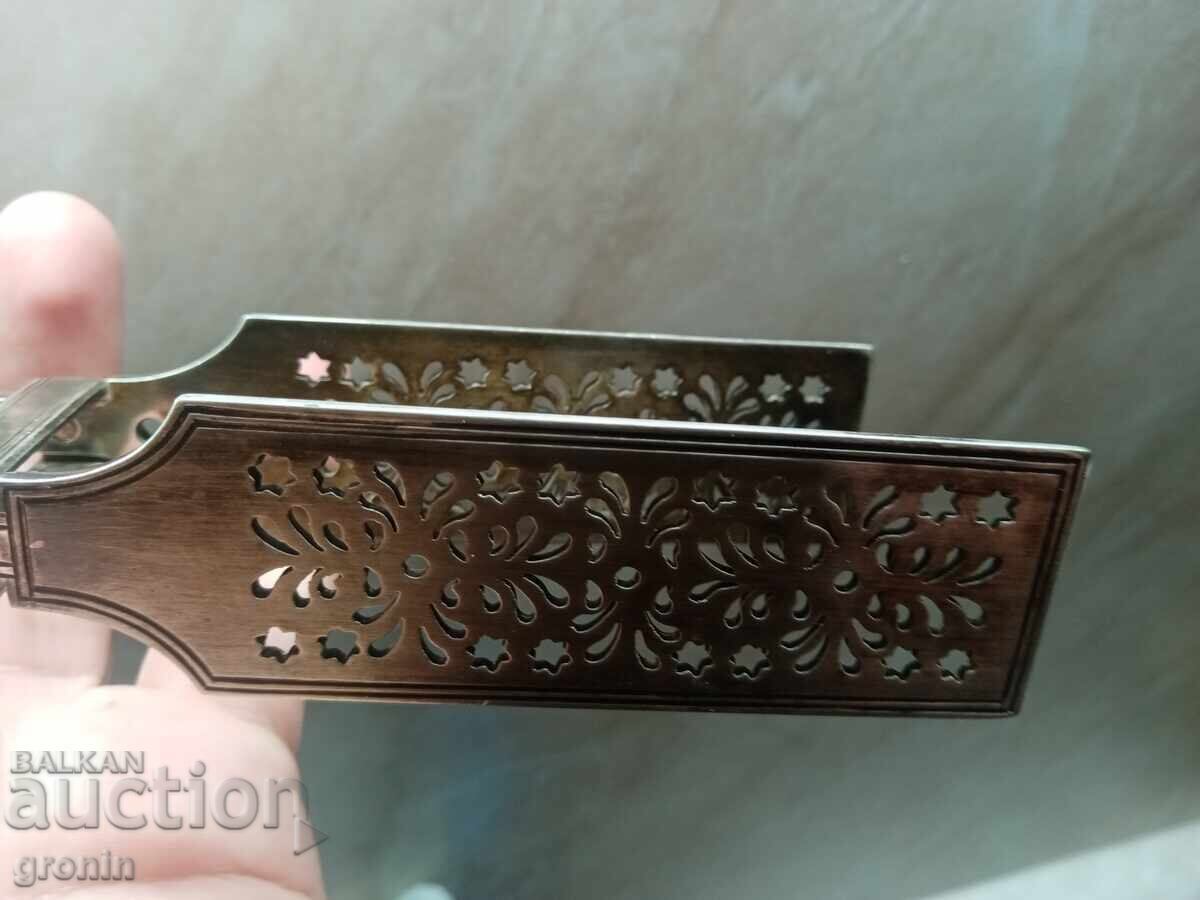 Old asparagus tongs from 1890, silver-plated, markings - 5