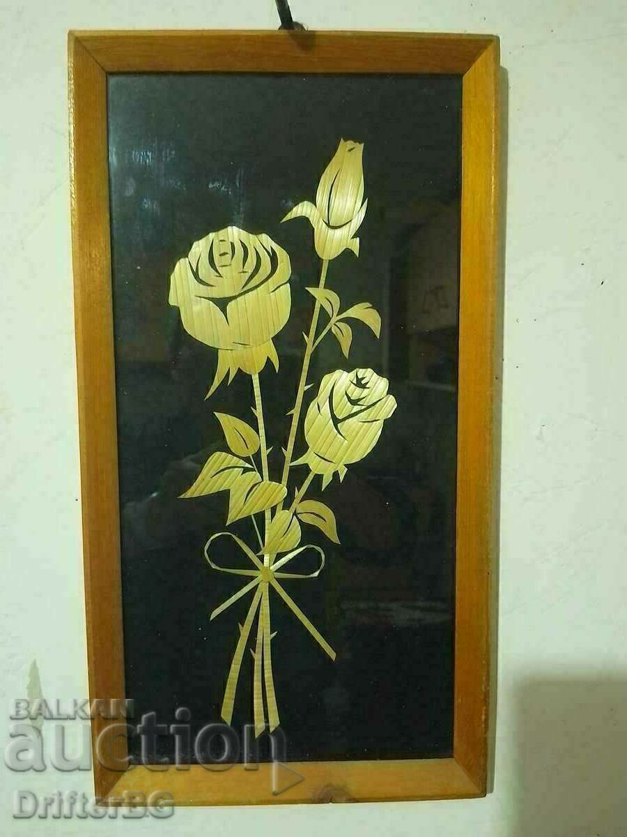 Εικόνα "Τριαντάφυλλα", 42/22 cm με πλαίσιο, με γυαλί με τιμή 10.00 BGN | € 5.11
