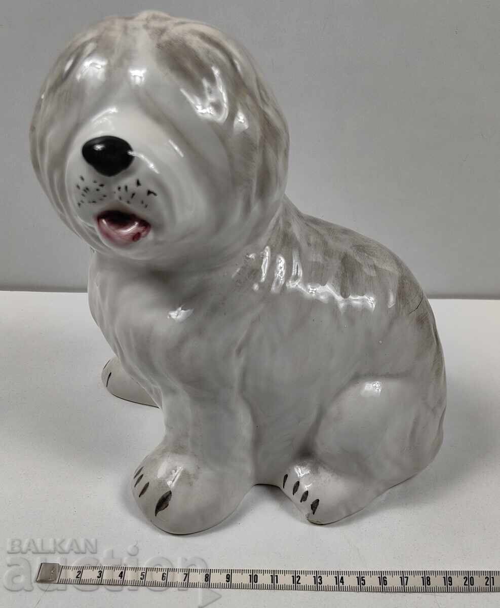VERY LARGE EXCELLENT PORCELAIN DOG FIGURE PORCELAIN