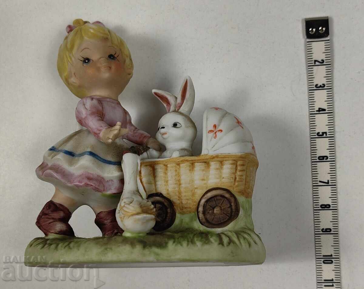 Auction  COMPOSITION BABY STROLLER RABBIT DUCK FIGURE HEALTHY