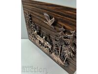 PANOU PENTRU PERETE PEISAJ DE PĂDURE PĂDURE CERB PASĂRE