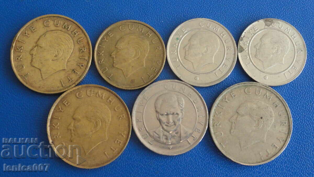 Τουρκία - Νομίσματα (7 τεμάχια) με τιμή 2.80 BGN | € 1.43 Τουρκία - Νομίσματα (7 τεμάχια) με τιμή 2.80 BGN | € 1.43