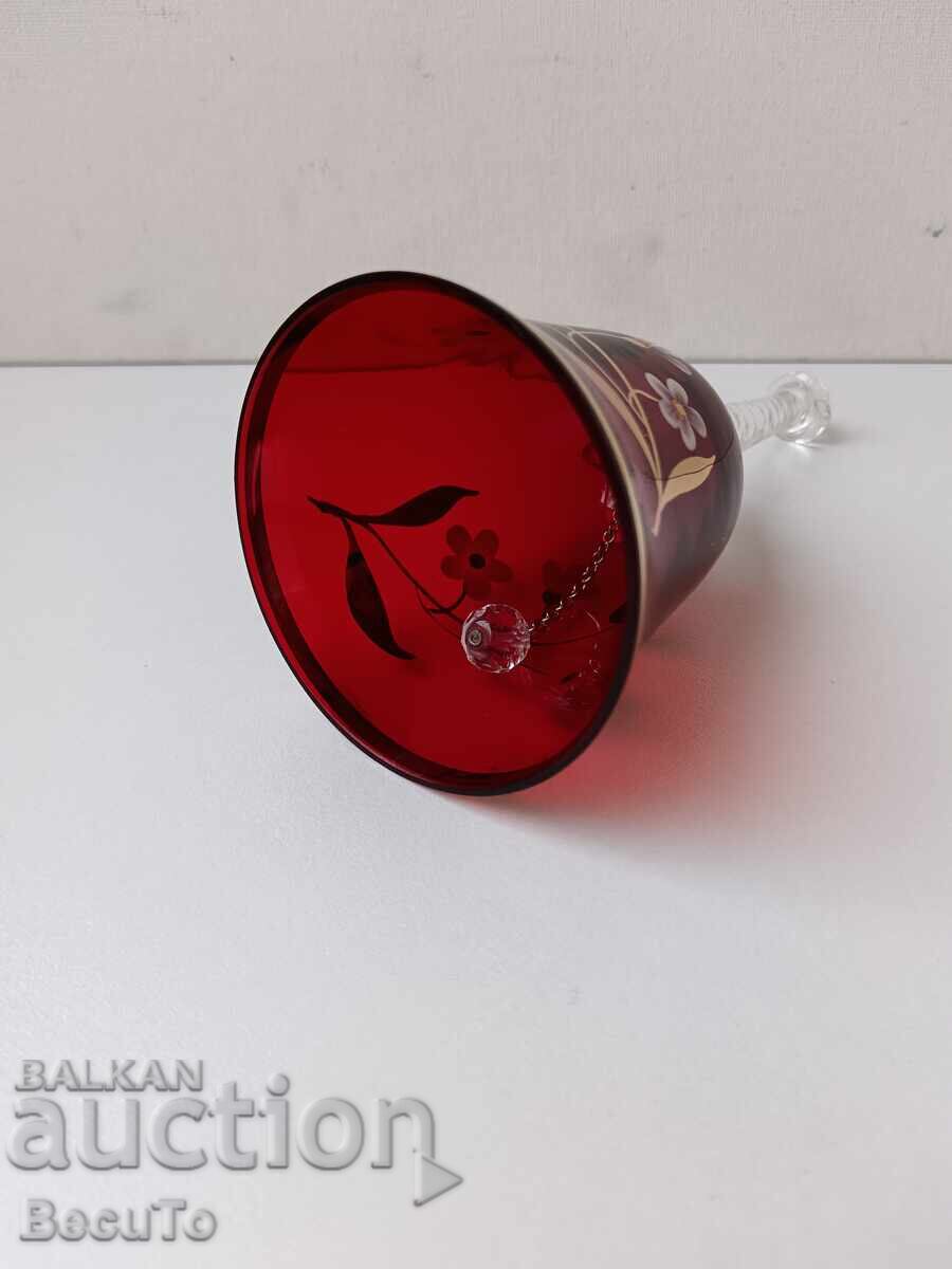 Livrarea Murano, clopoțel din sticlă roșu rubiniu, perfect