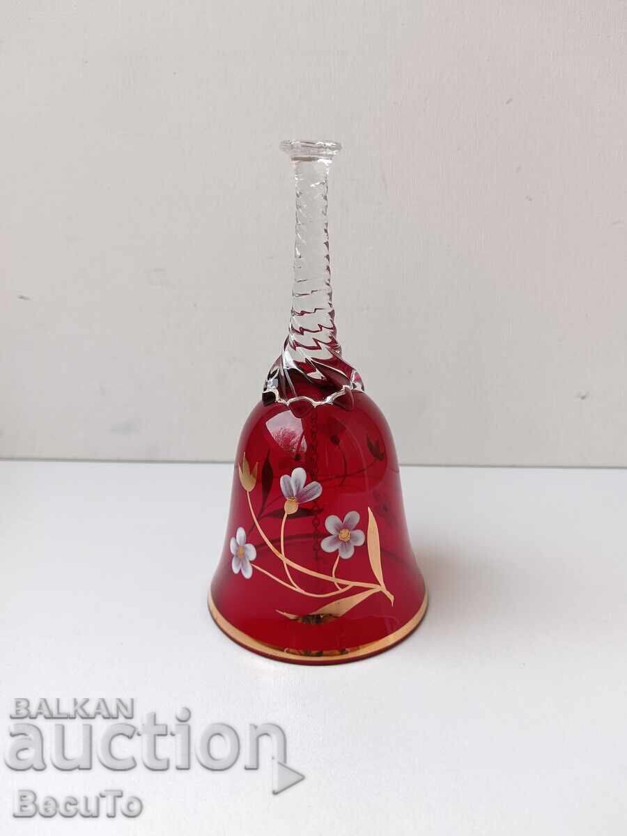 Murano, clopoțel din sticlă roșu rubiniu, perfect