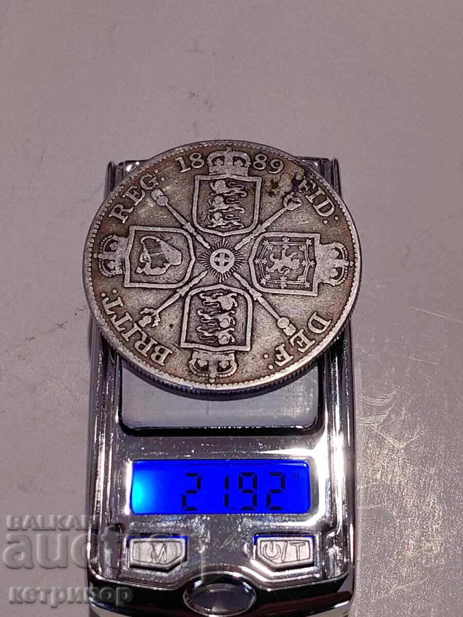 4 σελίνια / διπλό φλορίνι / Ηνωμένο Βασίλειο 1889 ασημένιο