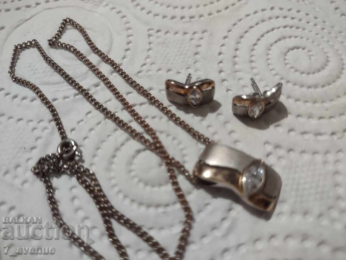 Earrings and necklace, silver 19.04.25