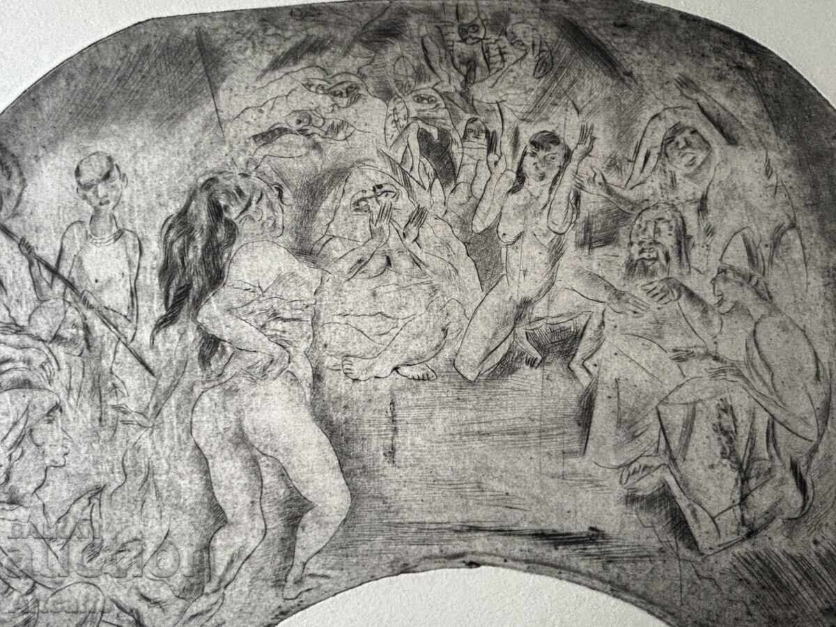 Παράδοση Ζουλ Πασκίν - αυθεντικό χαρακτικό ακουατίντα οφώρ 1927 Παράδοση Ζουλ Πασκίν - αυθεντικό χαρακτικό ακουατίντα οφώρ 1927