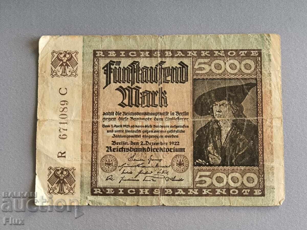 Банкнота - Германия - 5000 марки | 1922г.