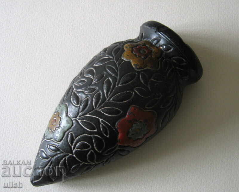 Old wall vase applique decor ceramic Japan