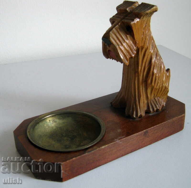 Стара дървена поставка за бюро арт ръчна изработка териер с цена 45.00 лв. | € 23.01