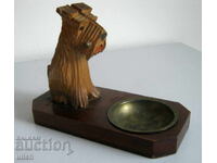 Vechi suport de birou din lemn, artizanat, lucrat manual, terrier