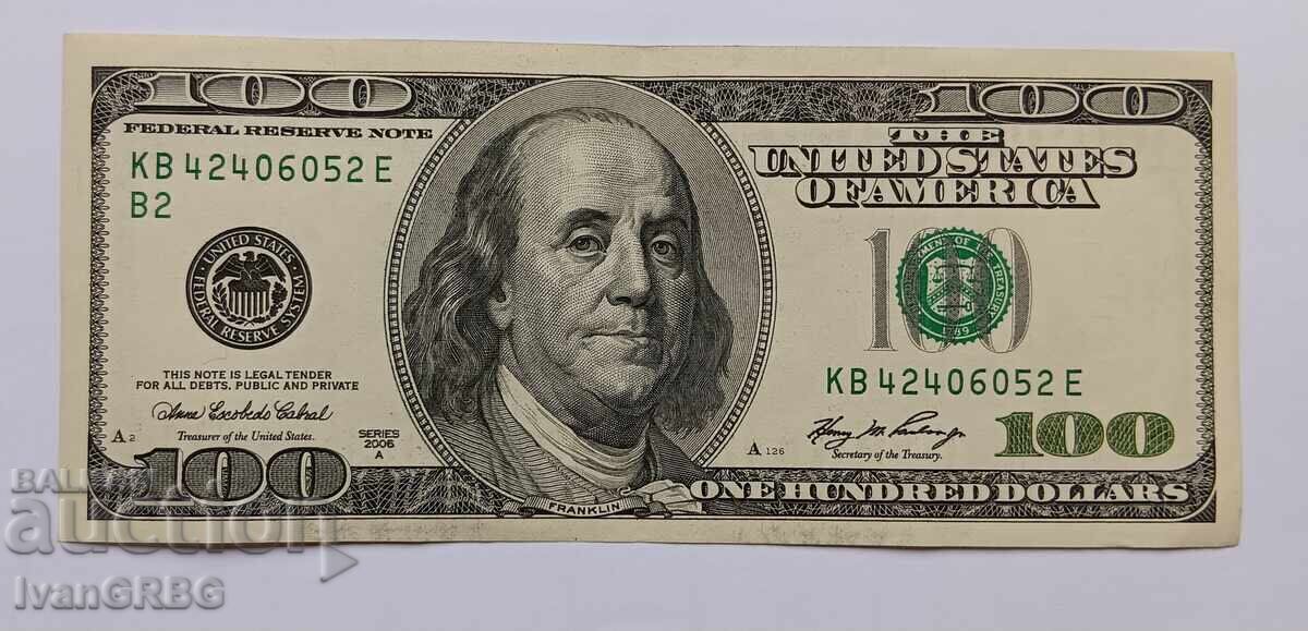 $100 US Dollars Large Head OLD SERIES $100 2006 A with price 210.00 BGN | € 107.37 $100 US Dollars Large Head OLD SERIES $100 2006 A with price 210.00 BGN | € 107.37
