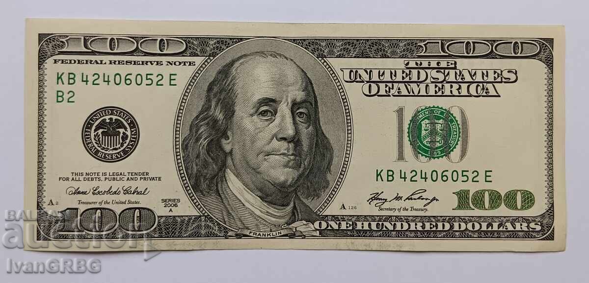 $100 US Dollars Large Head OLD SERIES $100 2006 A - 7 $100 US Dollars Large Head OLD SERIES $100 2006 A - 7