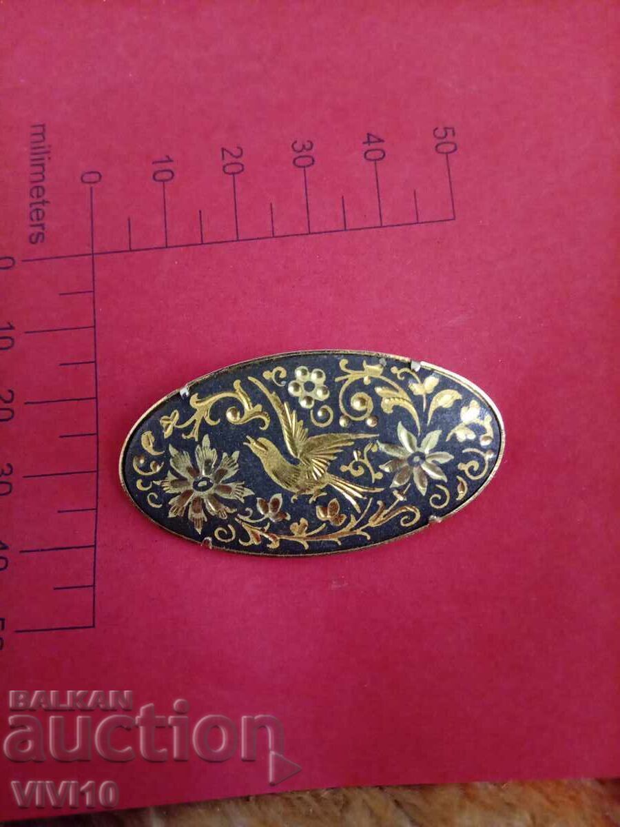 Broșă veche, oțel, Aurire