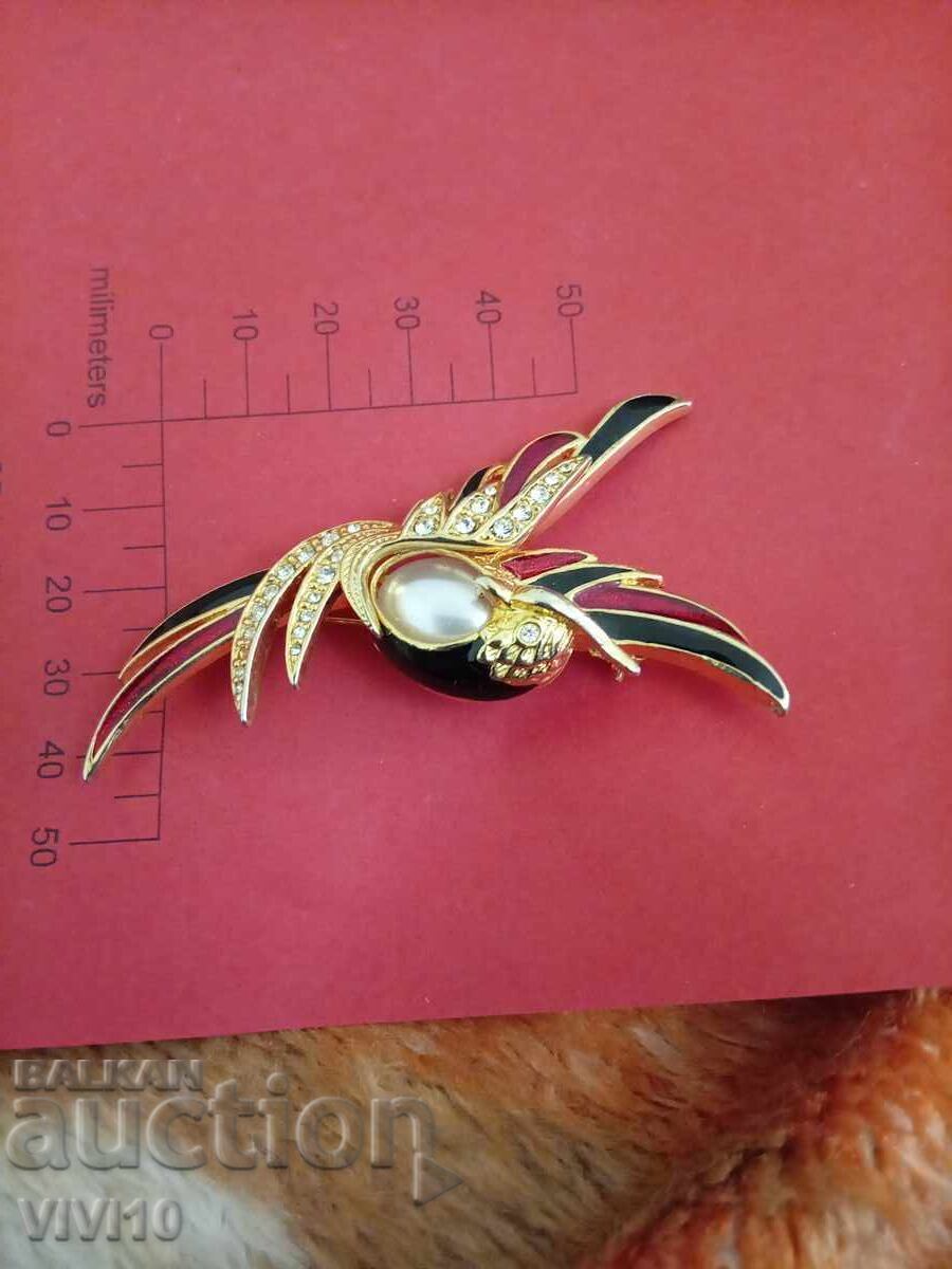 Старинна брошка емаил, 10см Старинна брошка емаил, 10см