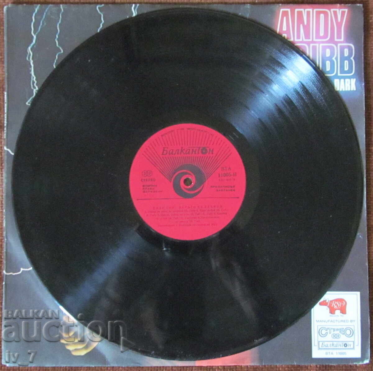 GRAMOPHONE RECORD - ANDY GIBB, large format - 5